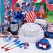 180pcs 4th of July Plastic Plates,Red White Blue Plate with Plastic Silverware